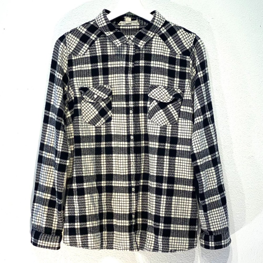Lovestitch Pearl Snap Buttons Plaid Print Long Sleeve Button-Down Shirt